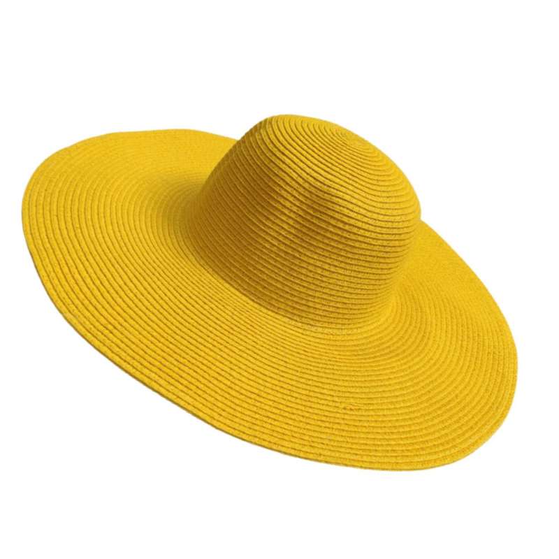 کلاه زنانه مدل حصیری ساده رنگ زرد
