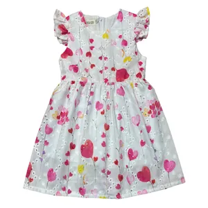 پیراهن آستین تا روی شانه یقه گرد دخترانه مدل قلبG