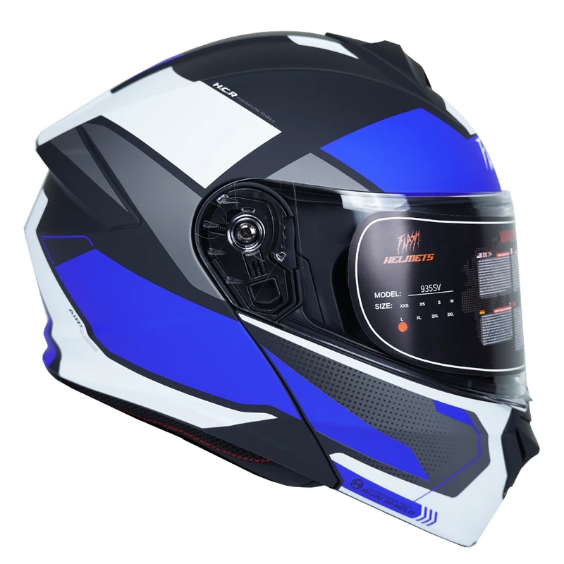 کلاه کاسکت فک متحرک فلش مدل 935sv white/blue