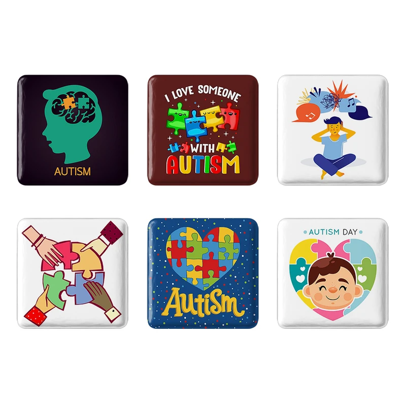 مگنت خندالو طرح اتیسم Autism کد 1729B مجموعه 6 عددی