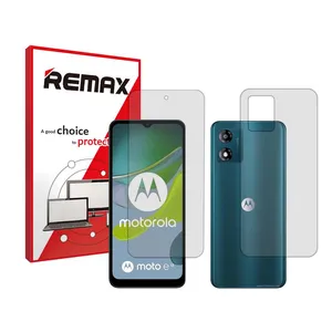 Remax HyGEL model transparent screen protector suitable for Motorola Moto E13 mobile phone along with the back of the phone