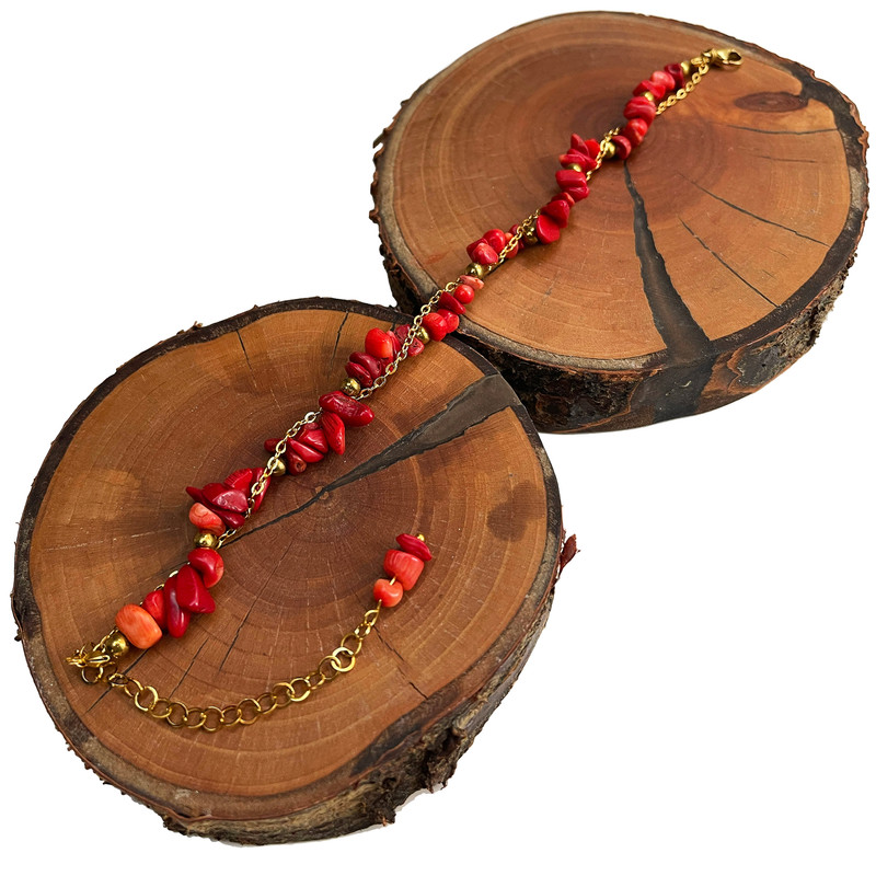 پابند زنانه دل تافته مدل سنگ مرجان کد A34