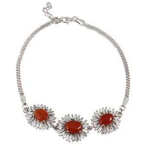 دستبند نقره زنانه بازرگانی میلادی مدل سنگ عقیق کد DP_483