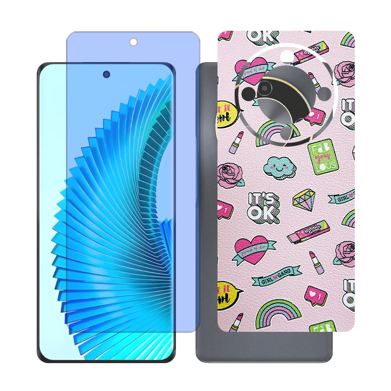 محافظ صفحه نمایش بلو کات گلس مدل together مناسب برای گوشی موبایل آنر X9b به همراه برچسب پوششی پشت گوشی