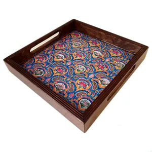 سینی دسته دار مدل اسلیمی کد 17 سایز 23×23 سانتی متر