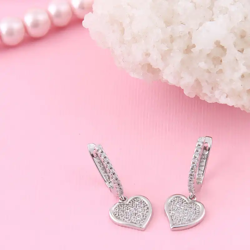 نیم ست نقره زنانه بازرگانی میلادی مدل قلب فانتزی قالب جواهر فول نگین بدون ریزش کد NTR_410