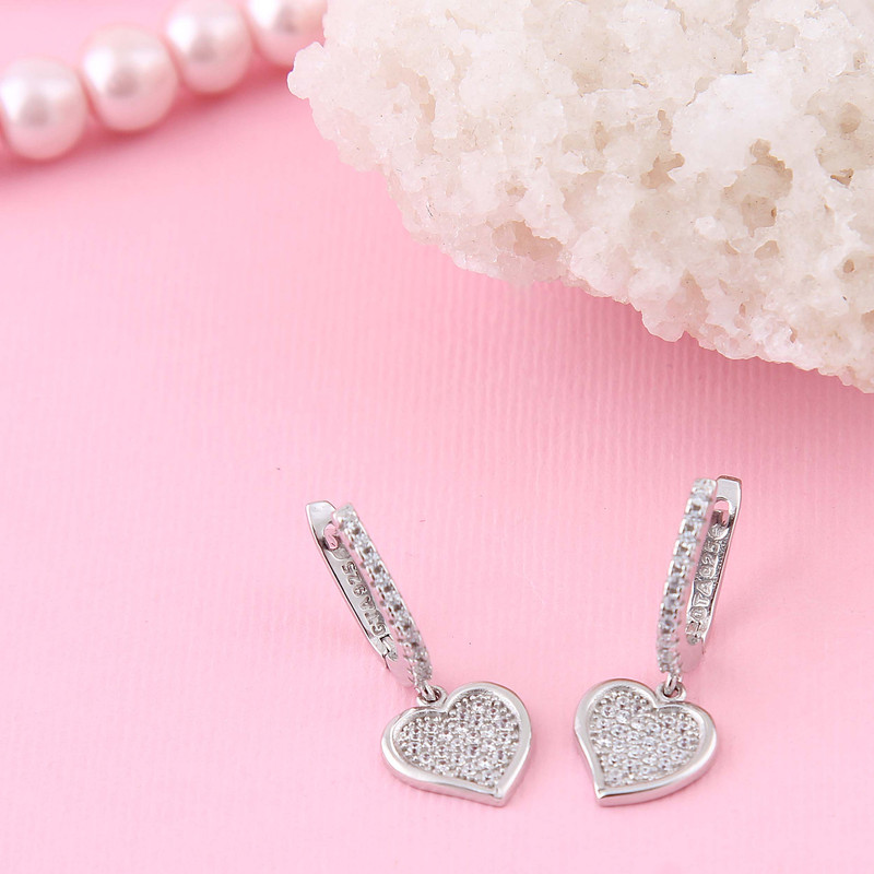 نیم ست نقره زنانه بازرگانی میلادی مدل قلب فانتزی قالب جواهر فول نگین بدون ریزش کد NTR_410