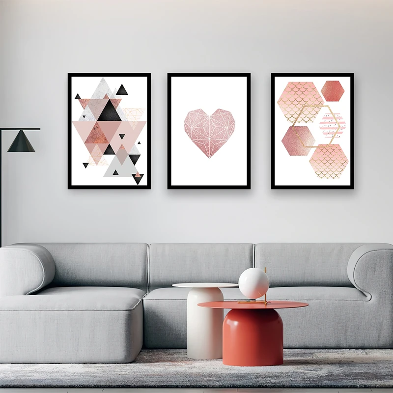 تابلو بکلیت طرح نقاشی هندسی مدل شاین اکلیلی B-645 مجموعه 3 عددی