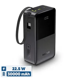 OS-Baseus EnerFill FC51 Bipow 2 Pro Digital Display Power Bank with Built-in Cable 30000mAh 22.5W Cosmic Black
