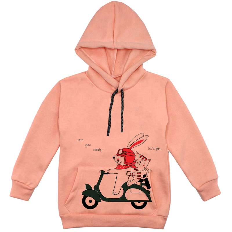 هودی پسرانه مدل خرگوش موتوری F42 رنگ گلبهی