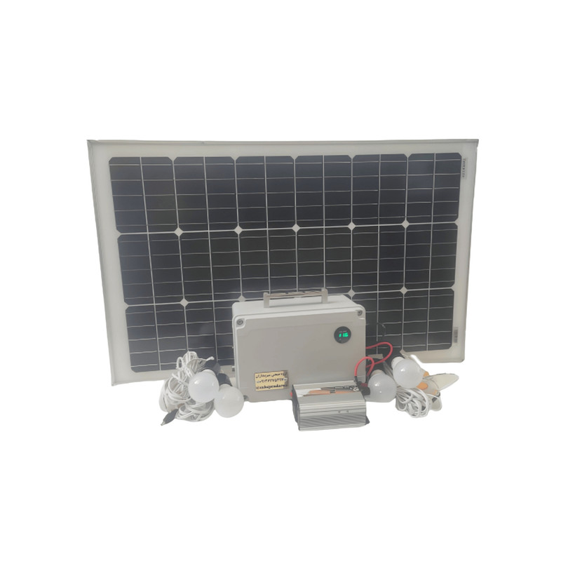 سیستم روشنایی و پاوربانک خورشیدی مدل LIFPO-100W-AC500 ظرفیت 530 وات ساعت