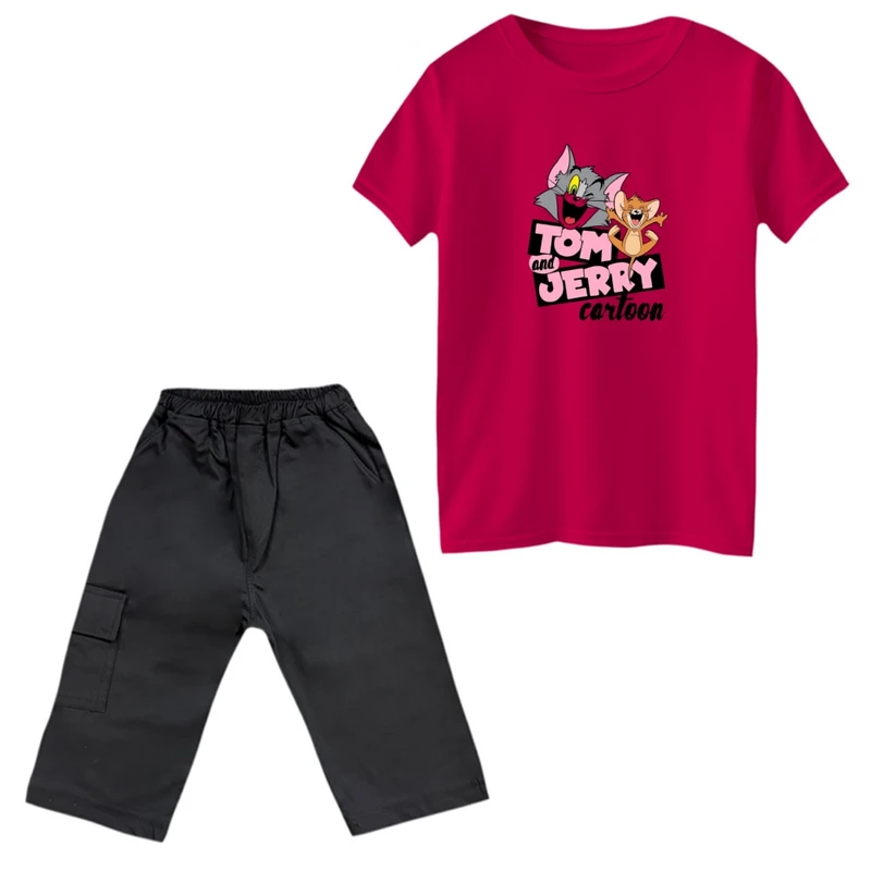 ست تی‌شرت و شلوارک پسرانه مدل تام و جری