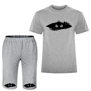 ست تی شرت و شلوارک مردانه مدل چشم A157