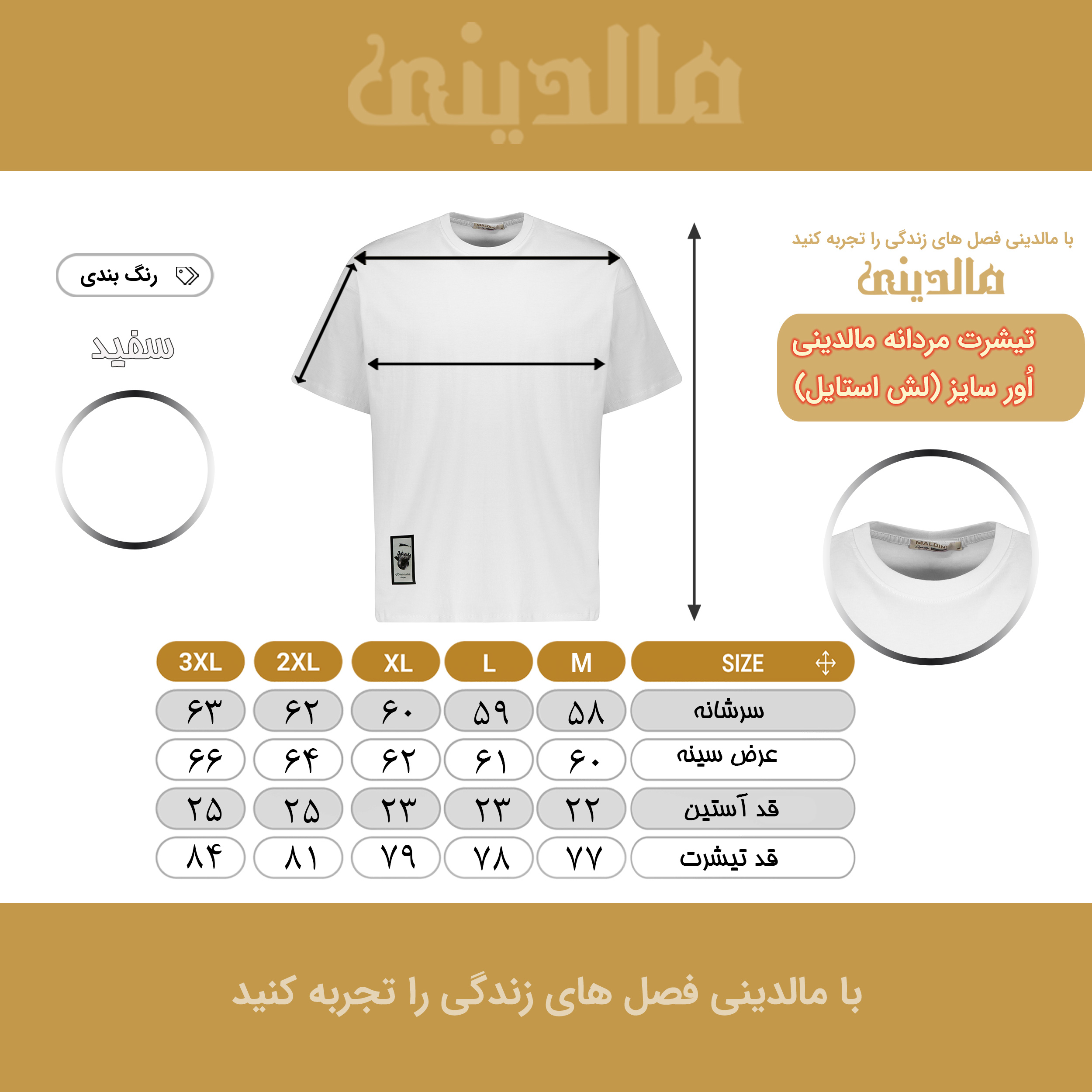 تی شرت اورسایز مردانه مالدینی مدل T-249(OS) اتیکت کره زمین