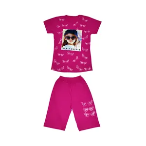 ست تی شرت و شلوارک دخترانه مدل چراغدار کد 2