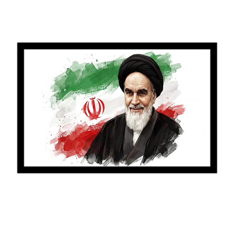 تابلو بکلیت طرح امام خمینی و پرچم ایران مدل DY1378 فریم مشکی