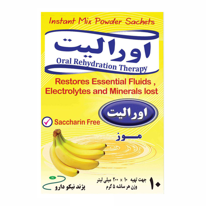  ساشه اورالیت موز پژند نیکو دارو بسته 10 عددی