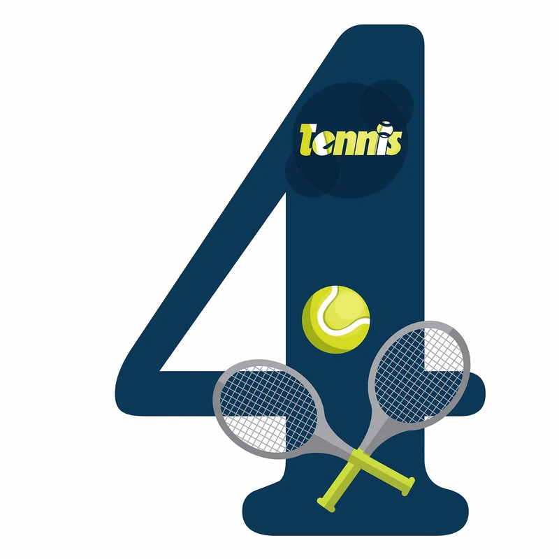 استند رومیزی تولد مدل عدد 4 طرح تنیس کد 1357