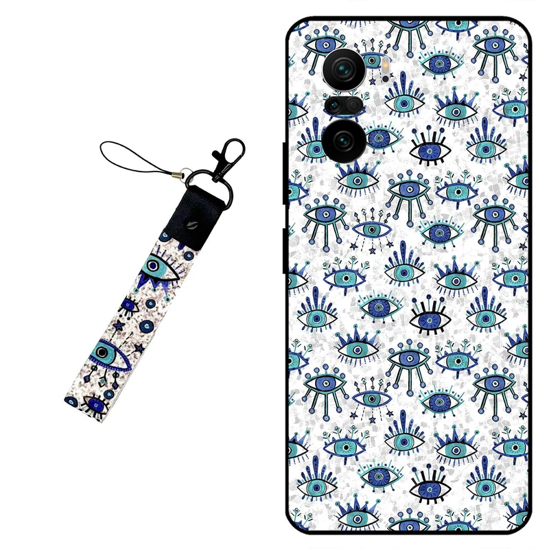 کاور مگافون طرح چشم نظر مدل 6464 مناسب برای گوشی موبایل شیائومی Poco F3 / Redmi K40 / K40 Pro به همراه بند مچی 