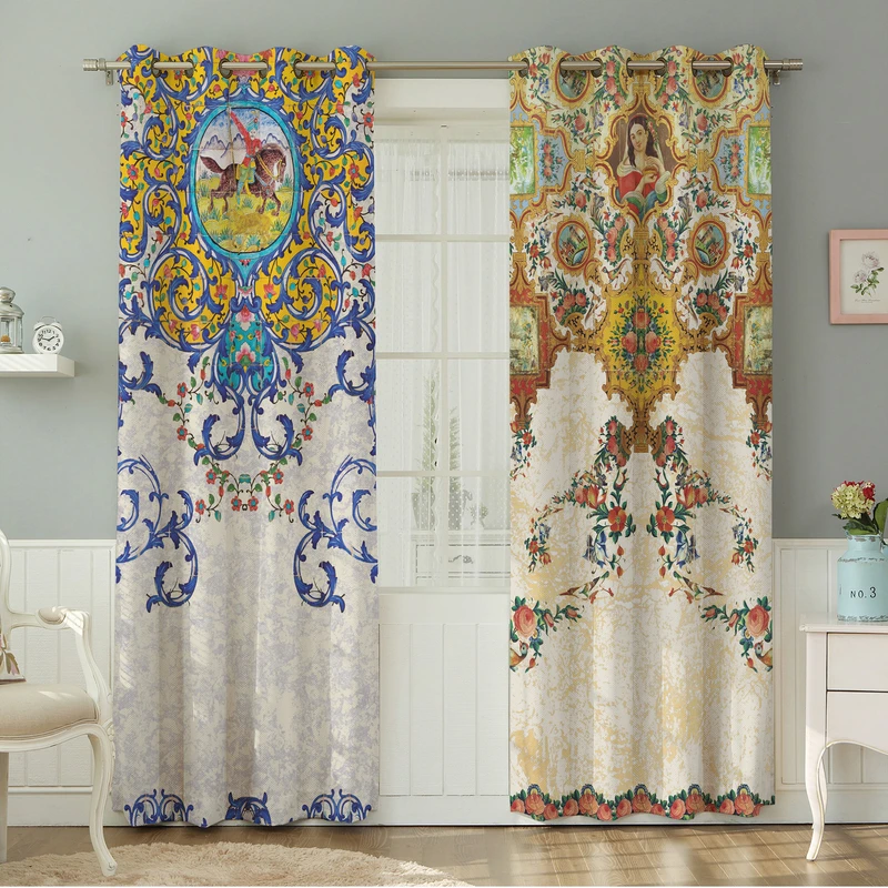 پرده نیروانا طرح سنتی  مدل هازان کد 4745 سایز 140×280 سانتی متر