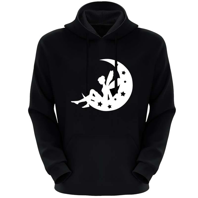 هودی زنانه مدل  فرشته و ماه F292 رنگ مشکی