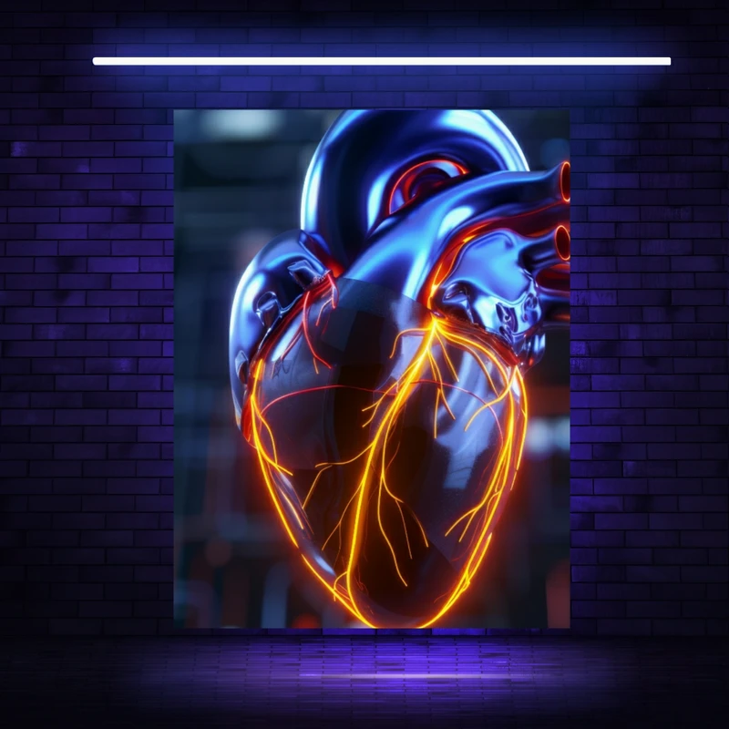 پوستر پارچه ای مدل بک دراپ بلک لایت قلب تکنولوژیک طلایی کد BK23035