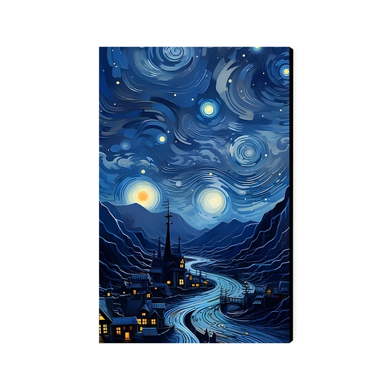 تابلو شاسی عرش مدل فانتزی نقاشی شب پر ستاره ونگوگ کد As5102