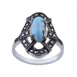 انگشتر نقره زنانه  بازرگانی میلادی مدل  فیروزه نیشابور کد AW_187