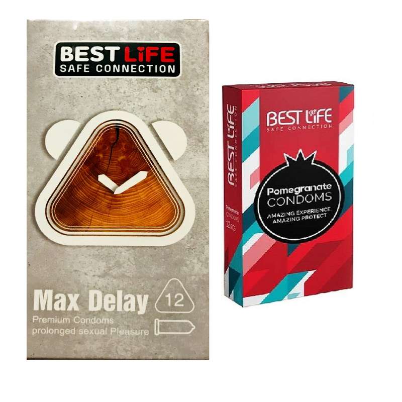 کاندوم بست لایف مدل Max Delay بسته 12 عددی به همراه کاندوم بست لایف مدل Pomegranate بسته 12 عددی کاندوم بست لایف مدل Max Delay بسته 12 عددی به همراه کاندوم بست لایف مدل Pomegranate بسته 12 عددی