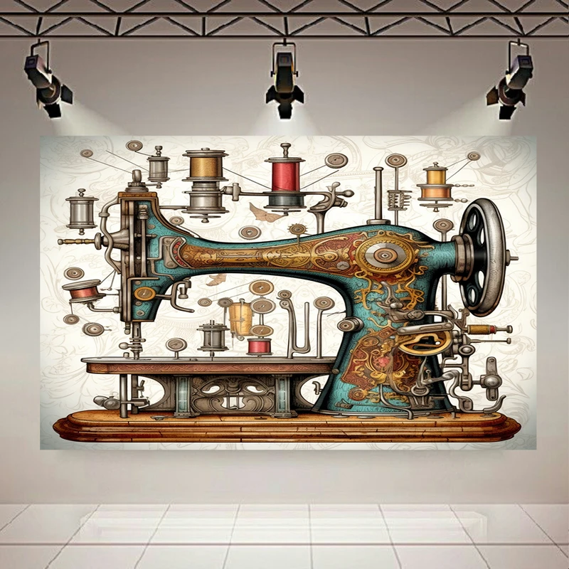 تابلو بوم طرح چرخ خیاطی مدل قدیمی کد PD130450