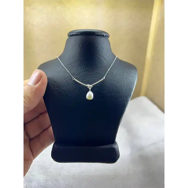 گردنبند نقره زنانه مدل مروارید لبخند گره کد 4778101