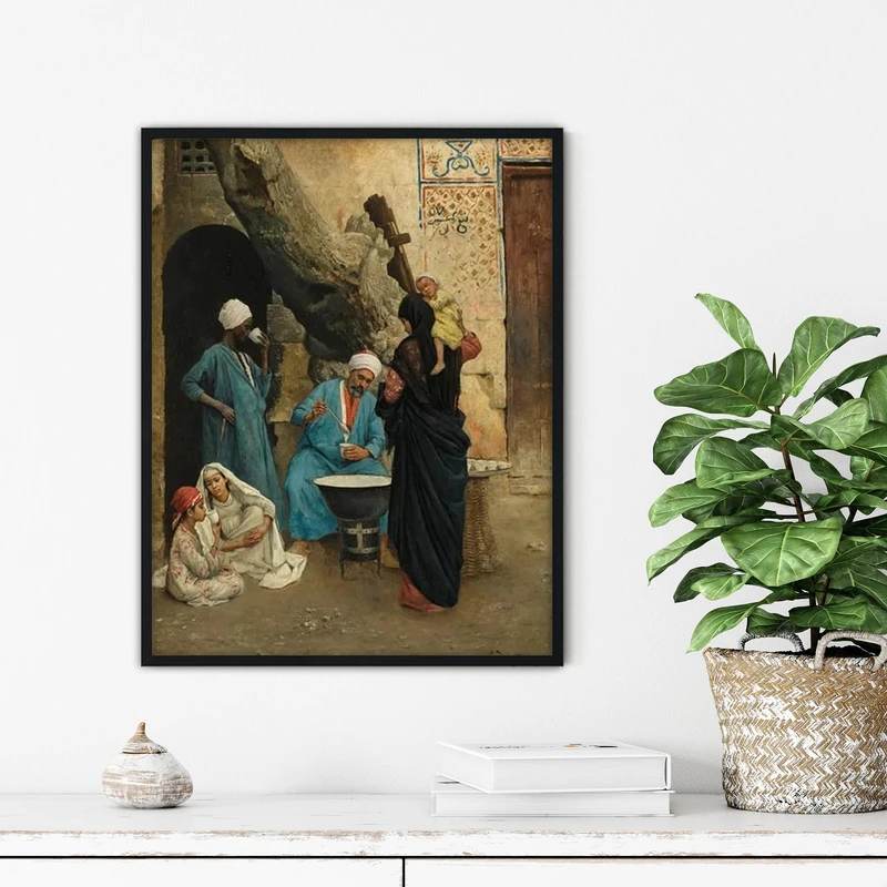 تابلو آتریسا طرح نقاشی کلاسیک مدرن مدل ATFHB26 فریم مشکی 