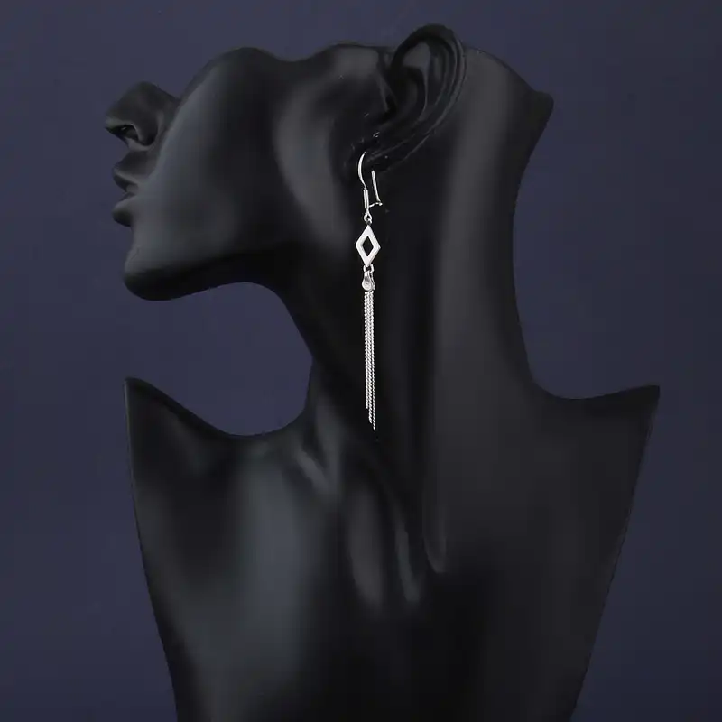 گوشواره نقره زنانه بازرگانی میلادی مدل آویزی مینیمال آبکاری رادیوم کد GZN_383