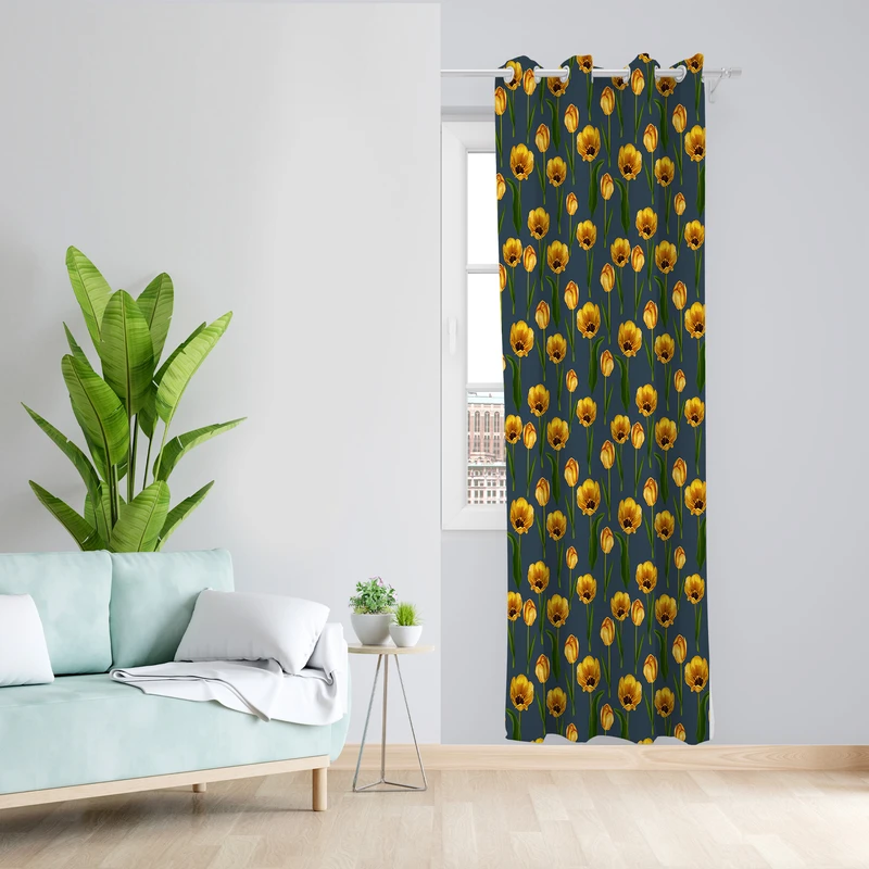 پرده طرح گل مدل مخمل پانچی کد 4879 z سایز 140x200 سانتی متر