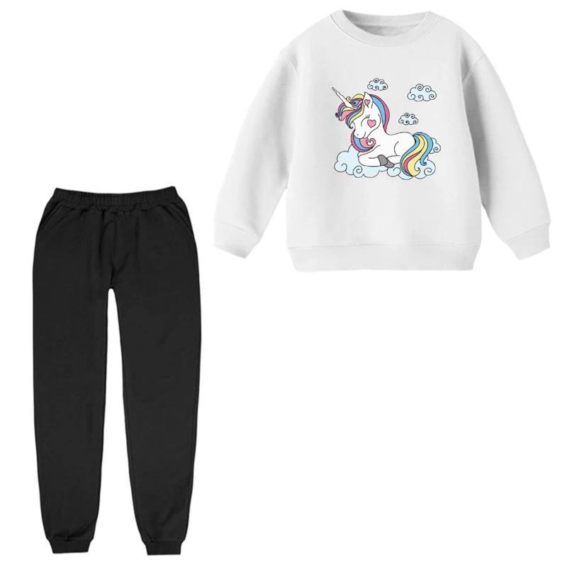 ست سویشرت و شلوار راحتی بچگانه مدل یونیکورن کد ۱۷  