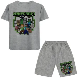 ست تی شرت و شلوارک پسرانه مدل  ماینکرفت W61