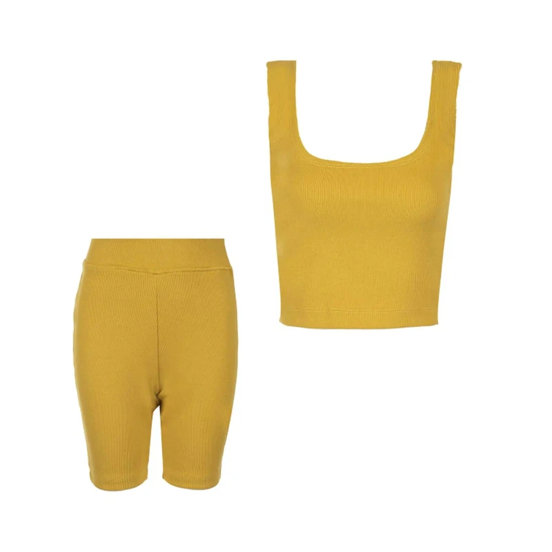 ست کراپ تاپ و شلوارک زنانه مدل MDSS-CH1918 رنگ
زرد