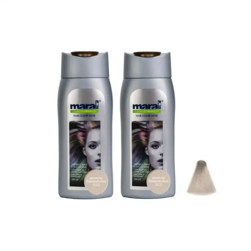 شامپو رنگساژ مارال شماره 9.22 حجم 400 میلی لیتر رنگ دایموند سیلور مجموعه دو عددی