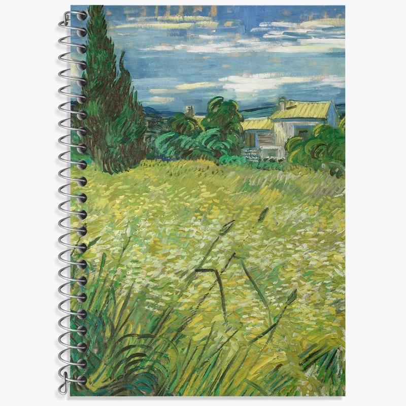 دفتر لغت 50 برگ خندالو طرح گندم زار سبز با سرو ونسان ونگوگ (Van Gogh) کد 36797