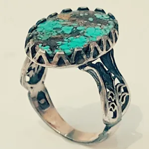 انگشتر نقره مردانه مدل سنگ فیروزه نیشابور کد P980