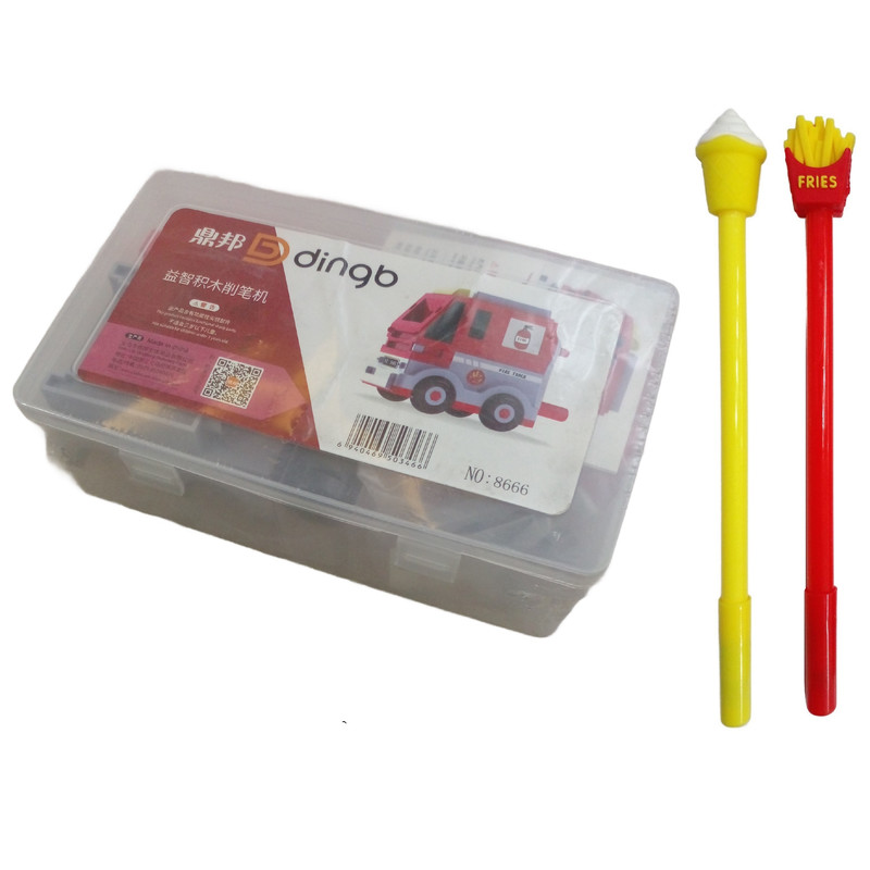 تراش رومیزی مدل لگوئی به همراه مداد بینهایت مجموعه 3 عددی