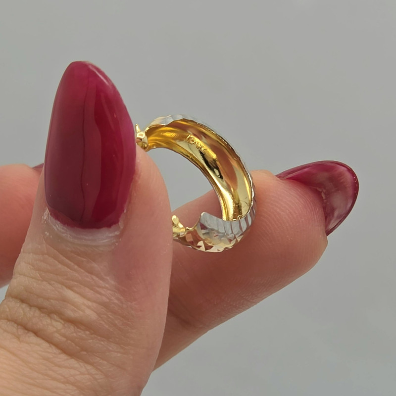 گوشواره حلقه‌ای طلا کم اجرت  18 عیار زنانه طلا و شمش برلیان مدل تراش کد ۱ 