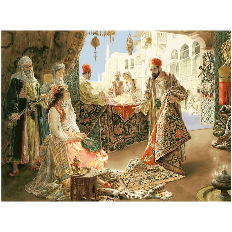 نخ و نقشه تابلوفرش طرح بازارچه فرش کد 1731