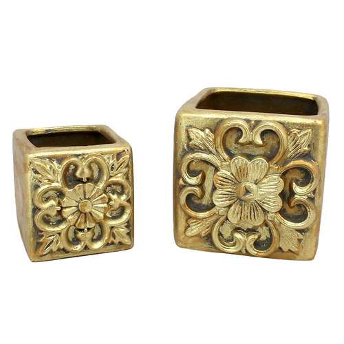 گلدان سفالی طرح cubic مجموعه 2 عددی