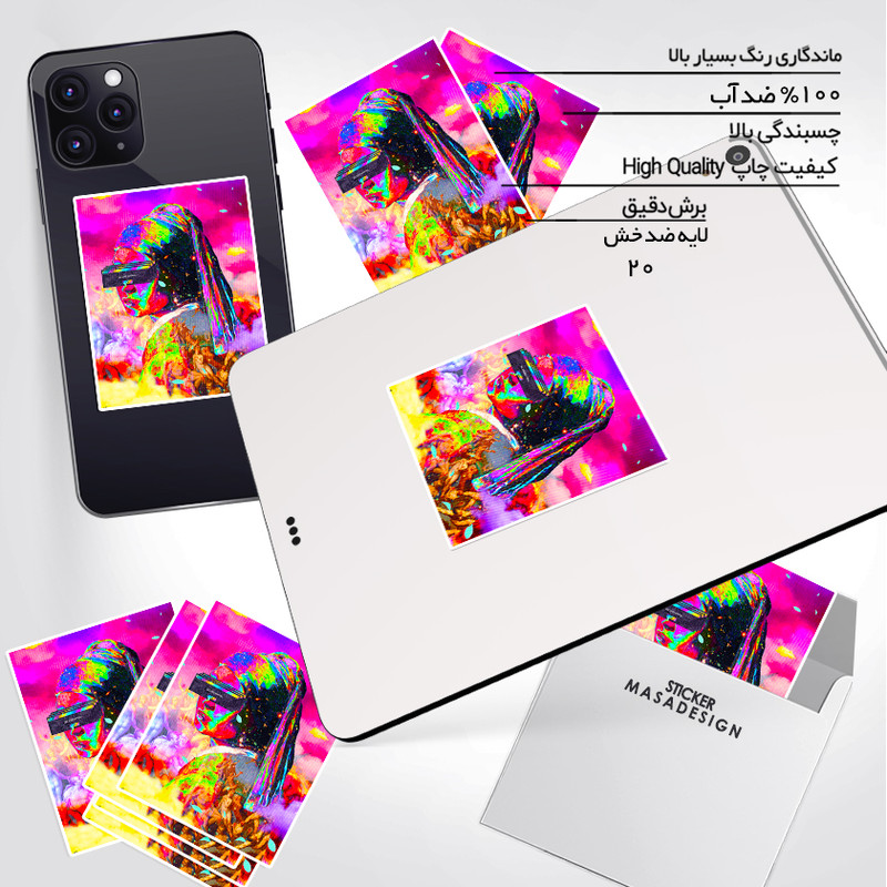 استیکر تزئینی موبایل و تبلت ماسا دیزاین مدل stkv0157 طرح دختری با گوشواره مرواریدی