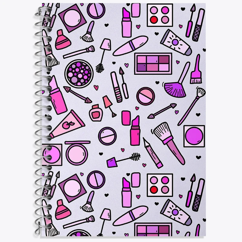 دفتر زبان 50 برگ خندالو مدل سه خط طرح پترن لوازم آرایش کد N1136