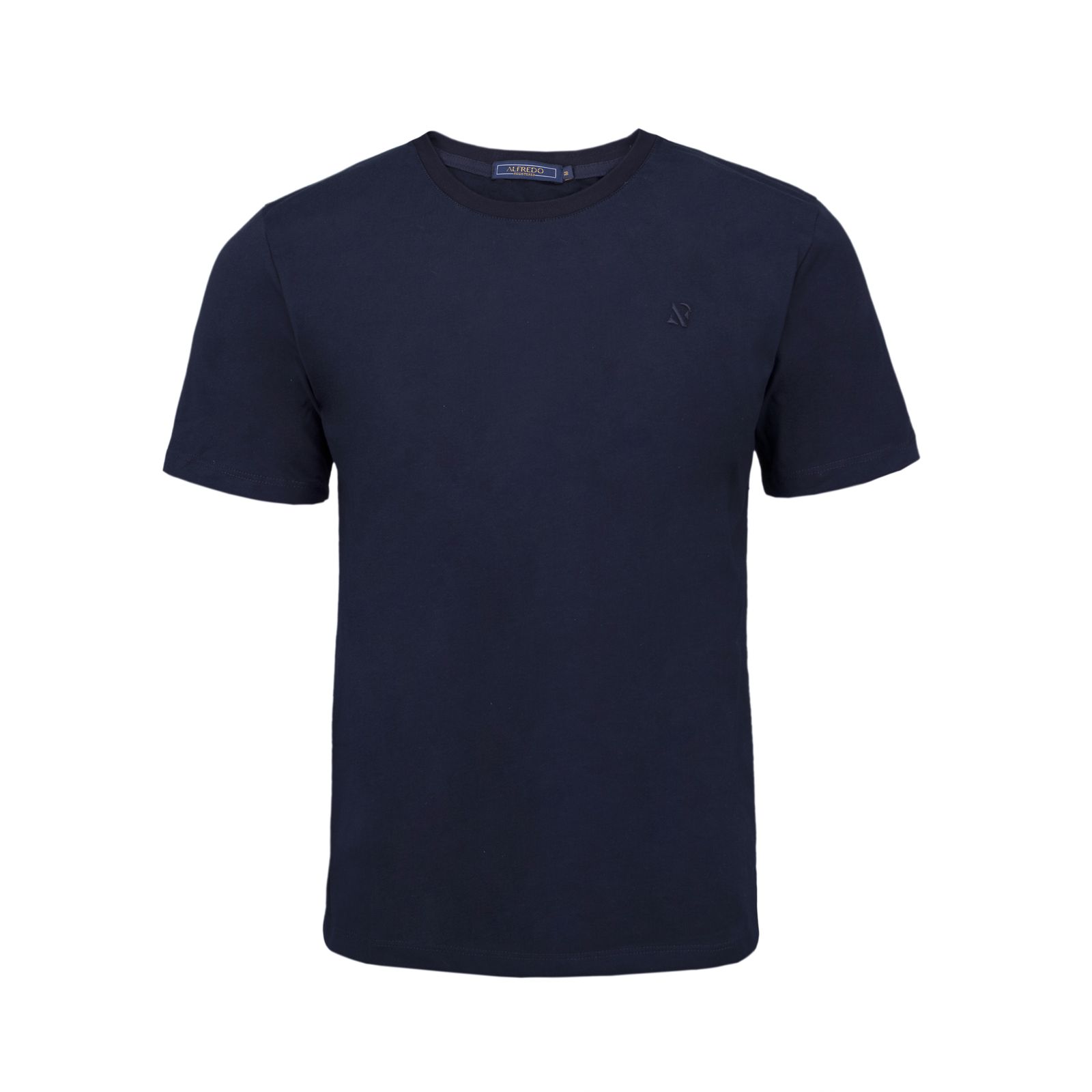 تی شرت آستین کوتاه مردانه الفردو مدل یقه گرد پنبه یک رو 2620204 رنگ سرمه ای