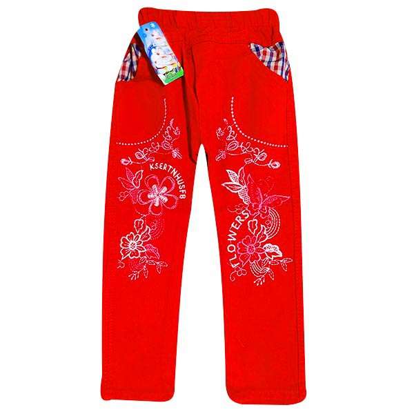 شلوار نوزادی مدل Flower رنگ قرمز