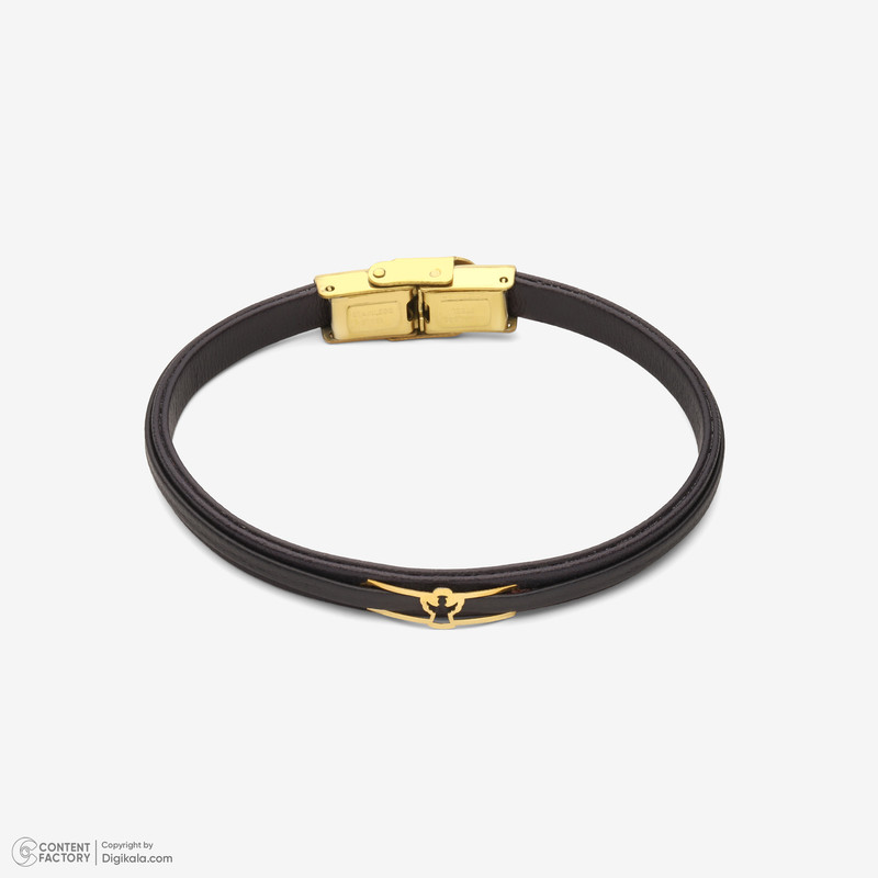 دستبند طلا 18 عیار زنانه با بند چرمی وی گالری مدل amg3505
