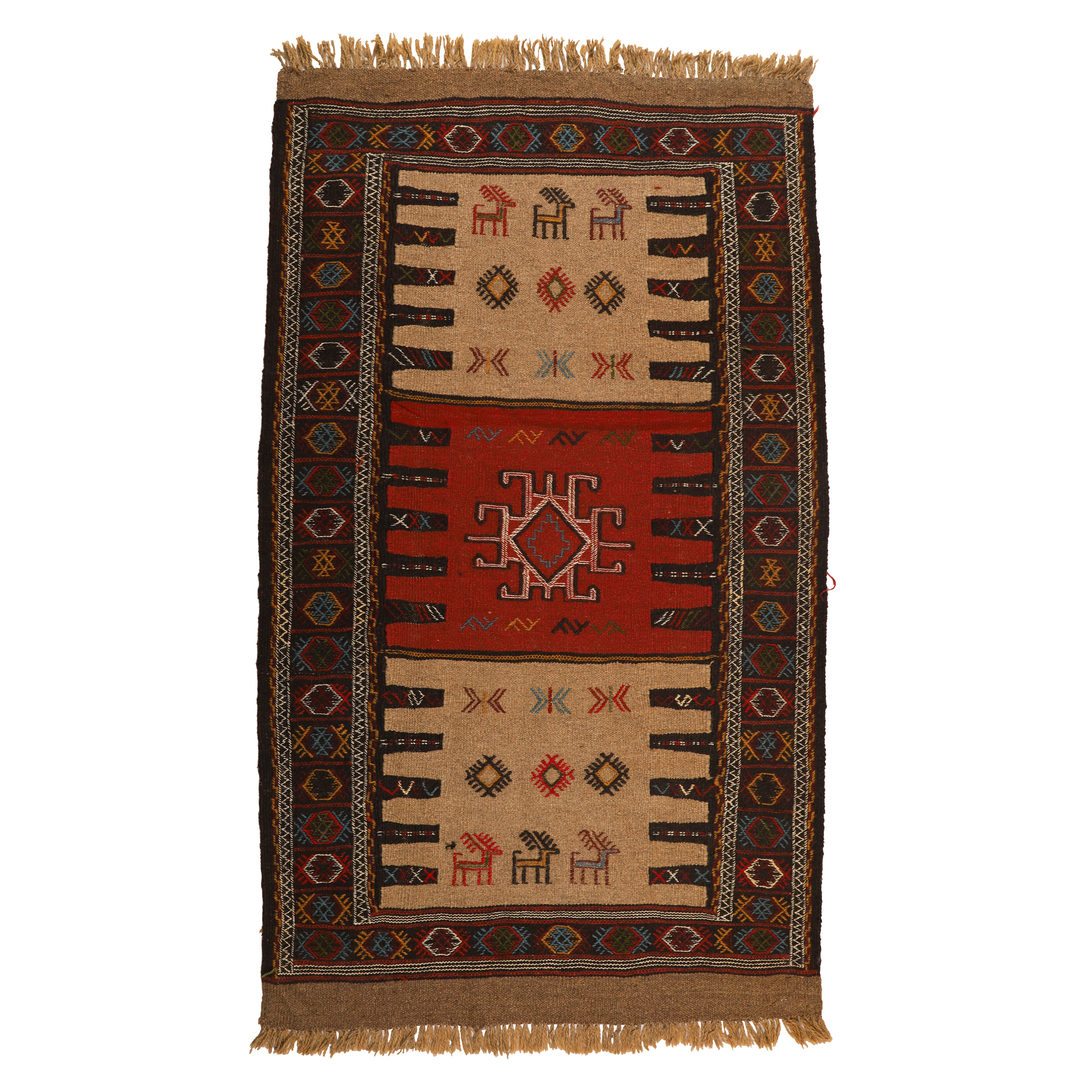 گلیم دستبافت دومتری طرح سفره کردی کد 140405